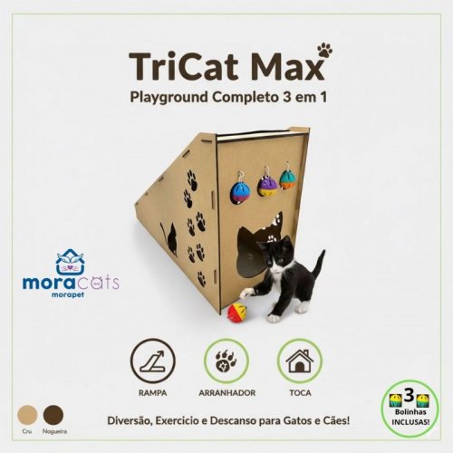 TriCat Max Morapet Rampa Arranhador Toca 3 em 1 Para Gatos