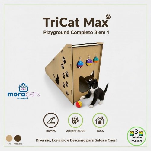 TriCat Max Morapet Rampa Arranhador Toca 3 em 1 Para Gatos