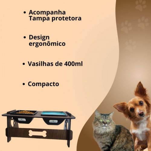 Comedouro Duplo Morapet  de Madeira (Comedouro Wood Double)