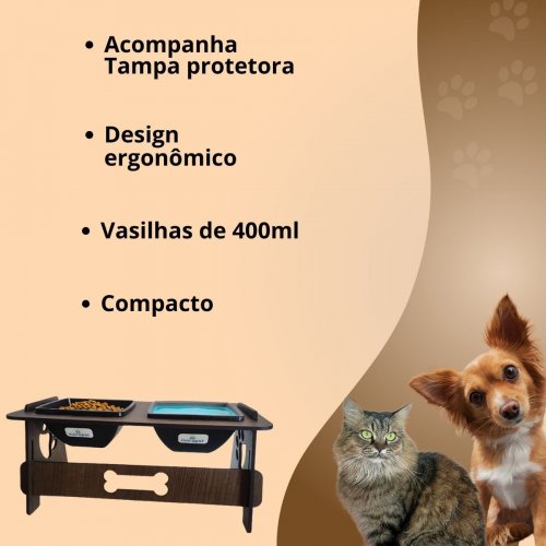 Comedouro Duplo Morapet  de Madeira (Comedouro Wood Double)