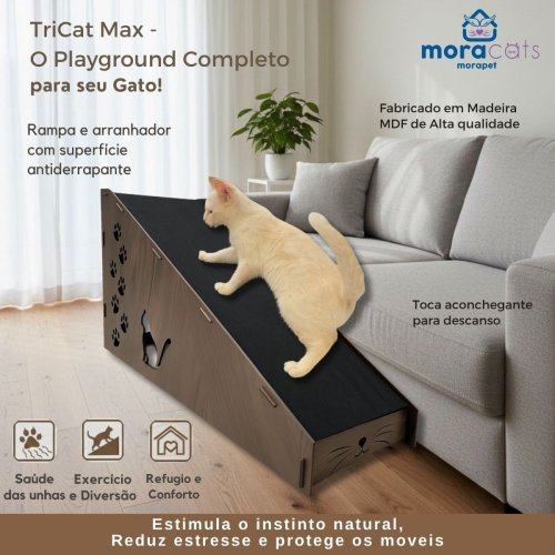 TriCat Max Morapet Rampa Arranhador Toca 3 em 1 Para Gatos