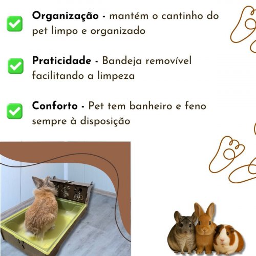 MultiBox MoraRoe 2 em 1 Bandeja + Porta Feno Para Roedores