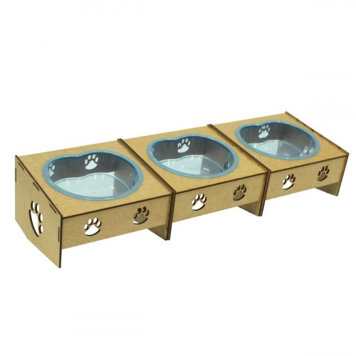 Kit Comedouro/Bebedouro Morapet Wood Suporte Elevado - 3 Unidades