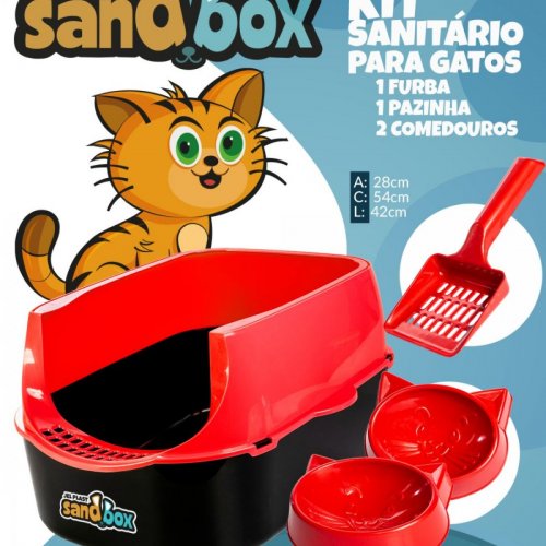 Caixa De Areia JelPlast para Gatos Banheiro Sanitário Sandbox Furba