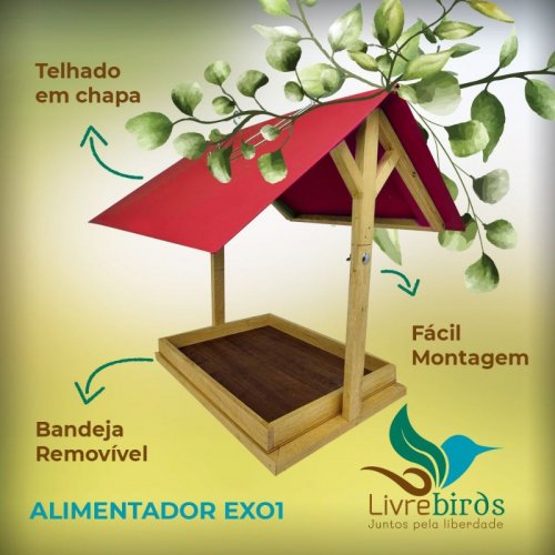 Comedouro  Livre Birds EXO1 +  Bebedouro Kotori Beija-Flor Super Luxo para Pássaros Livres