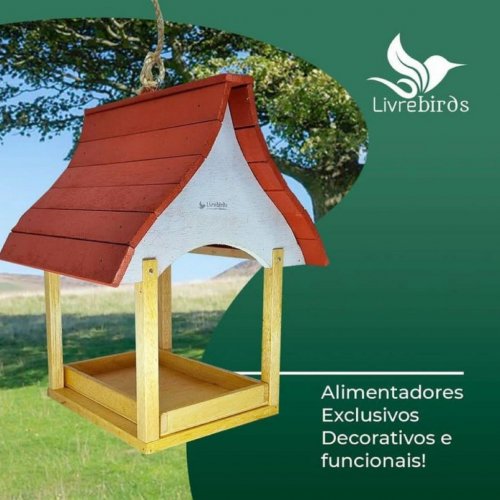 Comedouro  Livre Birds Sam2 + Bebedouro Kotori Beija-Flor Super Luxo para Pássaros Livres