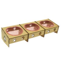 Kit Comedouro/Bebedouro Morapet Wood Suporte Elevado - 3 Unidades