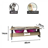 Comedouro Duplo Wood Double Metal Morapet