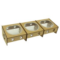 Kit Comedouro/Bebedouro Morapet Wood Suporte Elevado - 3 Unidades