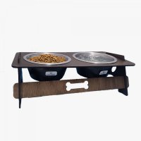 Comedouro Duplo Wood Double Metal Morapet