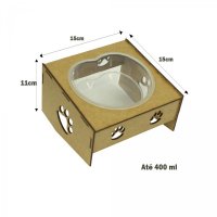 Kit Comedouro/Bebedouro Morapet Wood Suporte Elevado - 3 Unidades